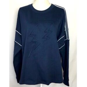 Self Esteem Women’s Blue Sweatshirt Fleece Shoulder Stripes